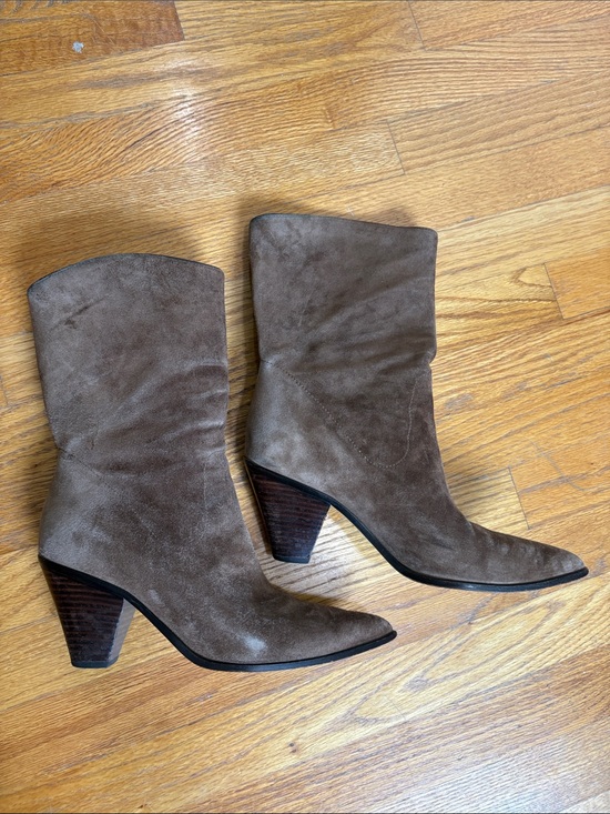 PAIGE Shoes - PAIGE Taupe Suede Heeled Boots, Sz 9.5
